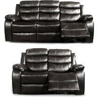 Venlo Leather Like Manual Reclining Sofa Suite 3 Seater and 2 Seater Black, Brown or Grey
