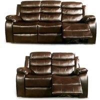 Venlo Leather Like Manual Reclining Sofa Suite 3 Seater and 2 Seater Black, Brown or Grey