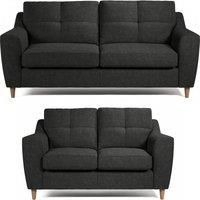 Baxter Tufted Fabric Sofa Suite 3 Seater and 2 Seater Sofa - Charcoal, Silver, Oatmeal or Sage