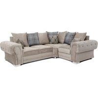 Milan 4 Seater L Shaped Corner Sofa Scatter Back Chesterfield Arms Mink Right Hand Facing