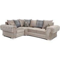 Milan 4 Seater L Shaped Corner Sofa Scatter Back Chesterfield Arms Mink Left Hand Facing