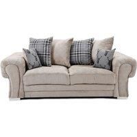 Milan Fabric 3 Seater Sofa Mink Fabric Scatter Back Chesterfield Style