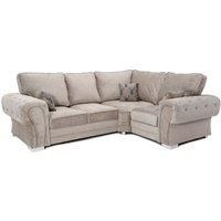 Milan 4 Seater L Shaped Corner Sofa Full Back Chesterfield Arms Mink Right Hand Facing