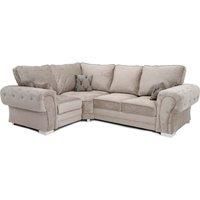 Milan 4 Seater L Shaped Corner Sofa Full Back Chesterfield Arms Mink Left Hand Facing