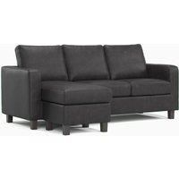 York Black Faux Leather Reversible Corner Sofa L Shaped 3 Seater 2 and Armchair