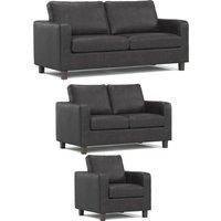 York Black Faux Leather Reversible Corner Sofa L Shaped 3 Seater 2 and Armchair