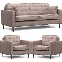 Eden Tufted Fabric 3 Piece Sofa Suite 3 Seater and 2 Armchairs