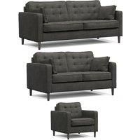 Eden Graphite Fabric Reversible L Shaped Corner Sofa 3 Seater 2 Seater Armchair