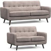 Kendal Fixed Back Antelope Fabric Tufted Sofa Range 3 Seater 2 Seater Armchair