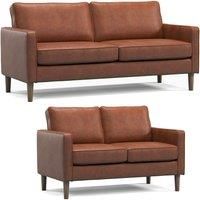Bexhill Tan Faux Leather Reversible Corner Sofa L Shaped 3 Seater 2 Armchair