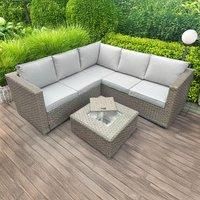 Outdoor Garden Rattan Brown L Shaped Sofa Furniture + Ice Bucket Table