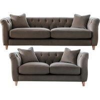 Elsie Chesterfield Velvet Sofa Suite Collection Living Room Seating Mushroom