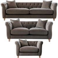 Elsie Chesterfield Velvet Sofa Suite Collection Living Room Seating Mushroom