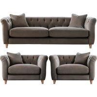 Elsie Chesterfield Velvet Sofa Suite Collection Living Room Seating Mushroom