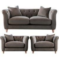 Elsie Chesterfield Velvet Sofa Suite Collection Living Room Seating Mushroom