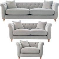 Elsie Chesterfield Velvet Sofa Suite Collection Living Room Seating Chalk