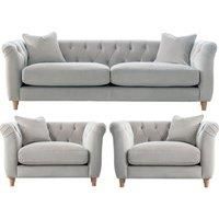 Elsie Chesterfield Velvet Sofa Suite Collection Living Room Seating Chalk