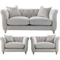 Elsie Chesterfield Velvet Sofa Suite Collection Living Room Seating Chalk