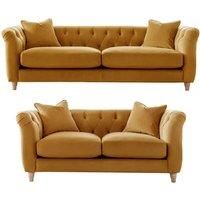 Elsie Chesterfield Velvet Sofa Suite Collection Living Room Seating Ochre