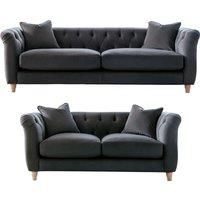 Elsie Chesterfield Velvet Sofa Suite Collection Living Room Seating Midnight