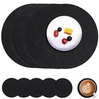 Myir JUN Leather Placemats and Coaster Set of Table 6, 6, Black Black)