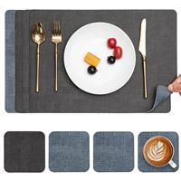 Myir JUN Placemats and Coasters Set of Place Mats Dual 4, Faux Blue)
