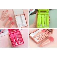 Mini Portable Makeup Brush And Mirror Set - 4 Colour Options - Red