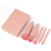 Mini Portable Makeup Brush And Mirror Set - 4 Colour Options - Red