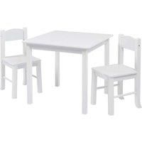 Children's White Wooden Table & Two Chairs Set