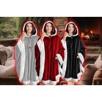 Women'S Soft Plush Hooded Wearable Blanket - 5 Colours! - Grey