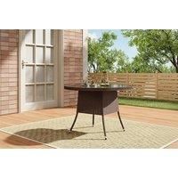 Outdoor Garden Tempered Glass Table with Parasol Hole - Stylish PE Rattan Wicker Finish