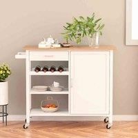 Livingandhome Modern Kitchen Island Trolley With Drawer And Cabinet
