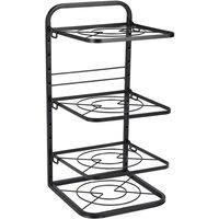 4-Tier Black Freestanding Kitchen Pot Rack Organizer, Heavy Duty Iron Adjustable Dividers Rust-Proof