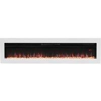 Livingandhome Freestanding Wall Mounted Recessed Electric Fire - White 50 Inch