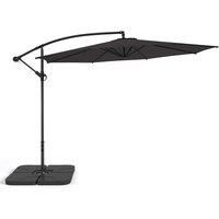 Livingandhome 3m Cantilever Garden Parasol Umbrella With Square Base - Black