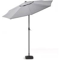 Livingandhome 3m Garden Parasol Patio Umbrella w/ Square Base - Light Grey