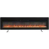 Livingandhome Freestanding Wall Mounted Recessed Electric Fire - Black 40 Inch