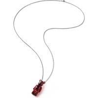 BearBrick Long Necklace, Silver, Red Crystal 2814118