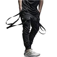 Cargo Hip Hop Pants Streetwear Jogger for Men XYXIONGMAO Black Black,