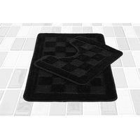 Square Chequered Bath Mat Set - 12 Colours! - Pink