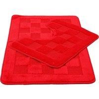 Square Chequered Bath Mat Set - 12 Colours! - Pink