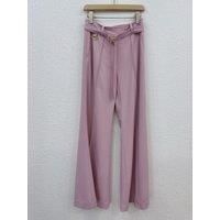 Runway Designer Women New Wool Long Wide Leg Pants with Belt Solid Loose High Quality Elegant Pink Bottoms Luxury Office Lady