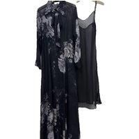 Women New Turn-down Collar Floral Printing Long Sleeve Midi Dress High Quality Lace-up Bohemian Chic Sweet Black Elegant Luxury