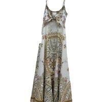 100% Linen Women Lace-up Printing Spaghetti Strap Bohemian Midi Dress Vintage Elegant Sweet Beach Style High Quality Diamond