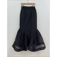 Silk Linen Women New Solid Midi Skirts Autumn Spring Black Office Lady Elegant High Quality Vintage Runway Designer Casual Chic