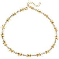 Diamond X-Shaped Titanium Steel Necklace & Bracelet Set