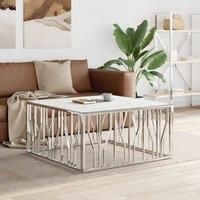 Coffee Table Silver 100x100x50 cm Stainless Steel and Glass