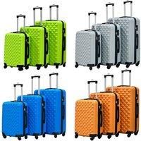3Pc 4-Wheel Diamond Luggage Set - 4 Colours!