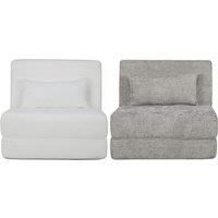 Convertible Plush Floor Chair & Sofa Bed - Adjustable, High-Density Foam, Minimalist Style (White Or Light Grey)