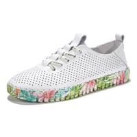 UberDeco Womens Leather Loafers Moccasins Casual (White+Green, 39)